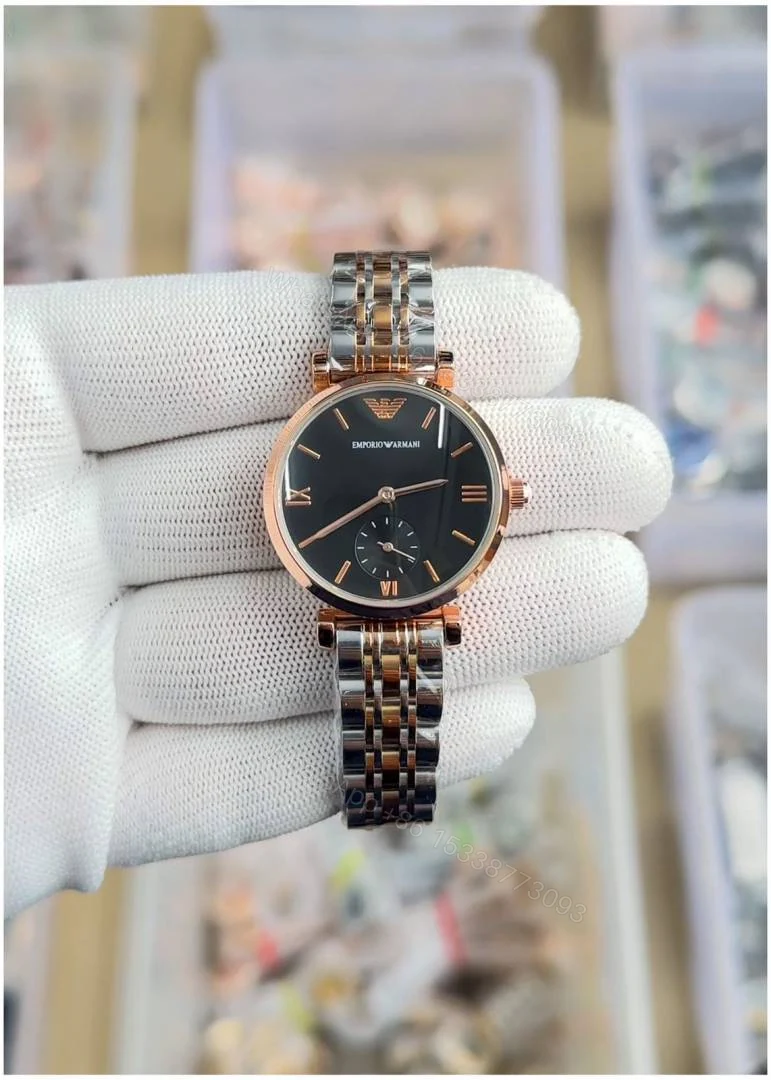 First Copy Emporio Armani Rose Gold Black Dial Women’s Analog Watch — view 1