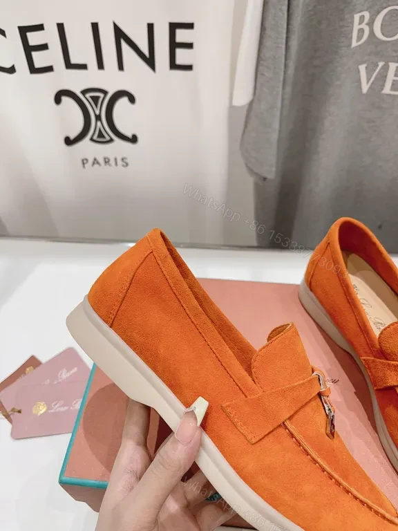 View 3 of Vivid Orange Suede Loafers â€” Modern Craft, Supreme Comfort
