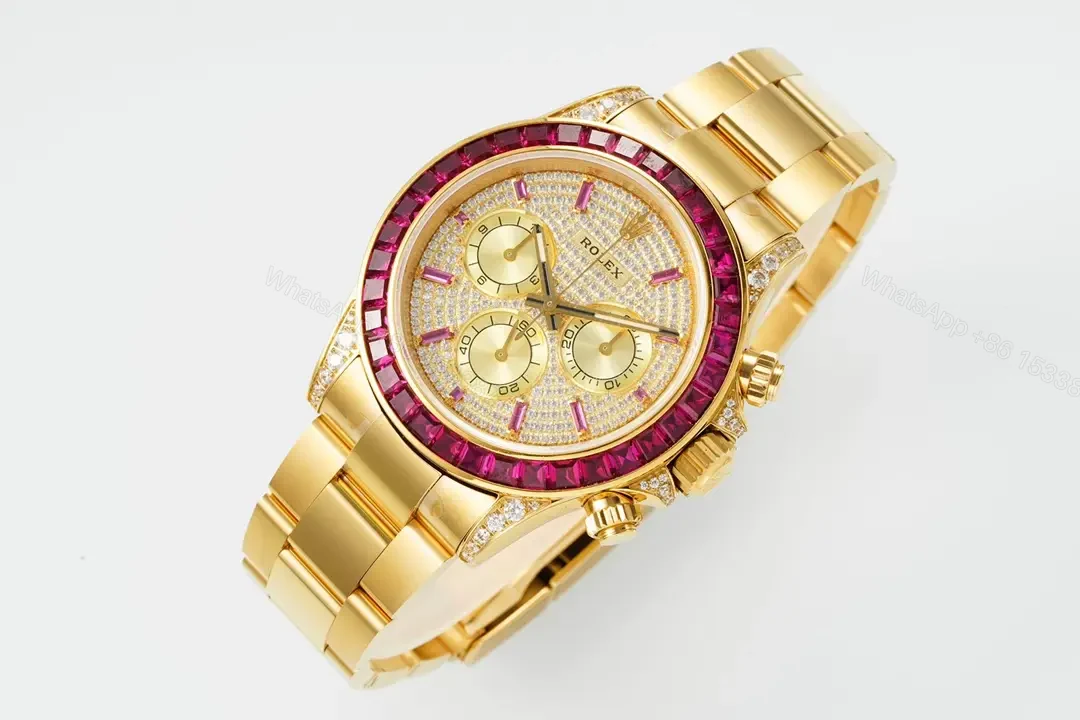 View 2 of Glamorous pink diamond daytona replica 40MM Yellow Gold Edition RG-DAYTONA-PINK-DIAMOND-YG