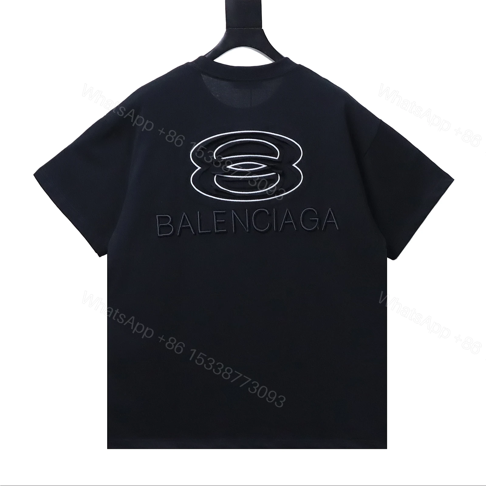View 9 of Balenciaga Clothes Double Ring Appliqué Embroidered Short-Sleeve T-Shirt black