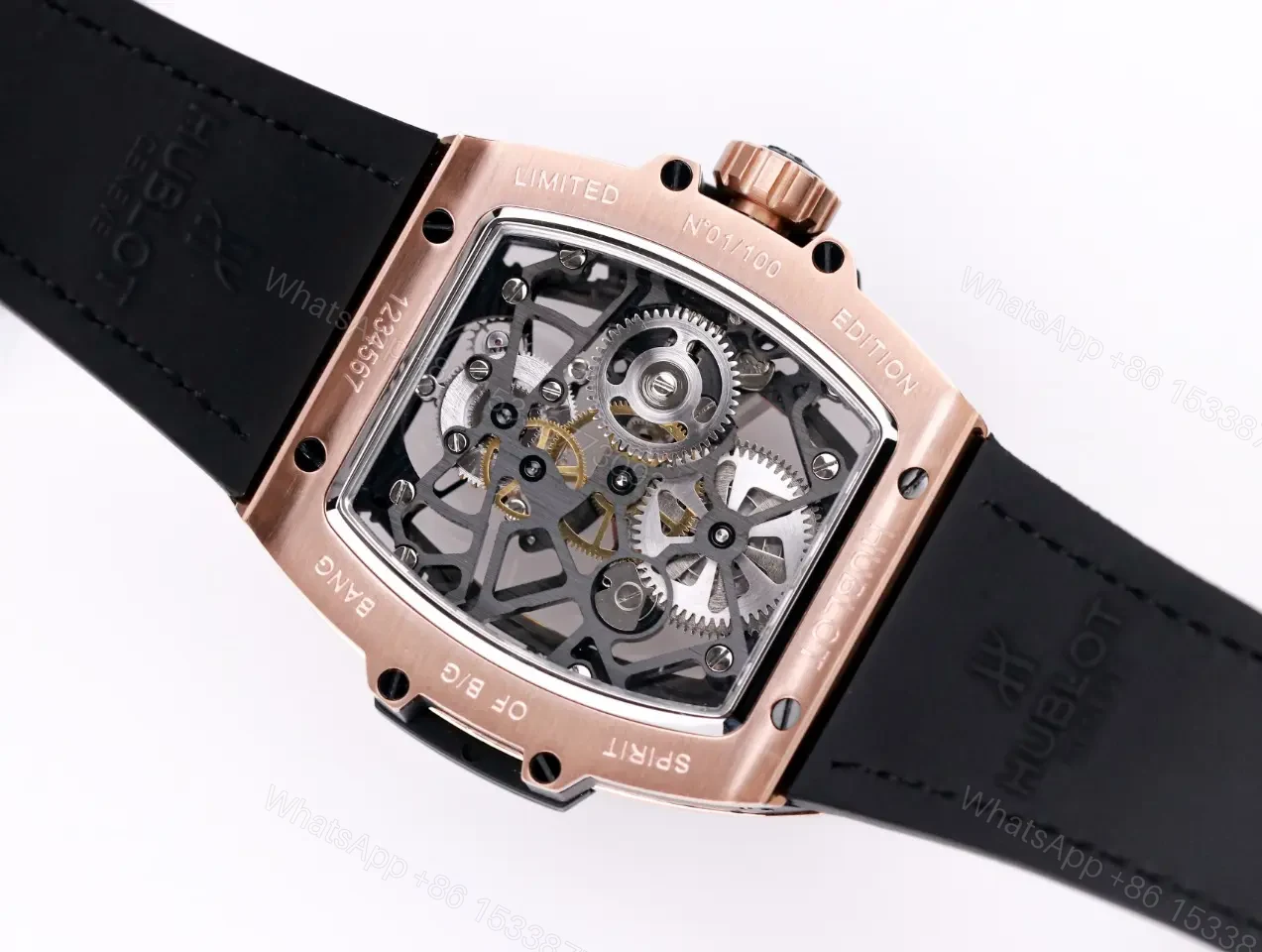 View 2 of Hublot Masterpiece Series 906 Rose Gold/Platinum Tourbillon Watch Black Leather Strap