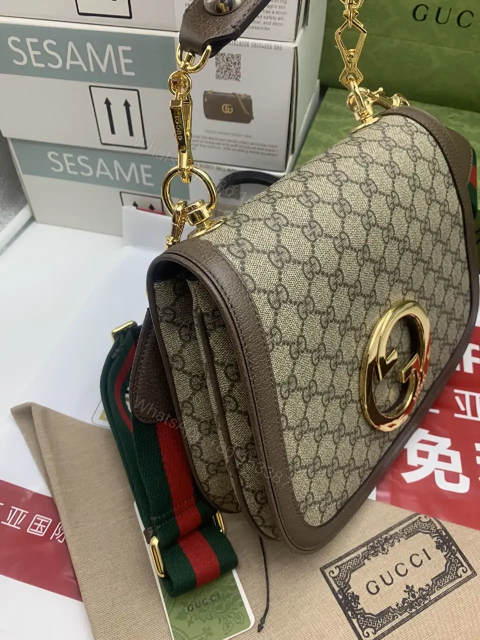 View 8 of Gold Hardware GG Supreme Shoulder Bag - Everyday Luxury Tote