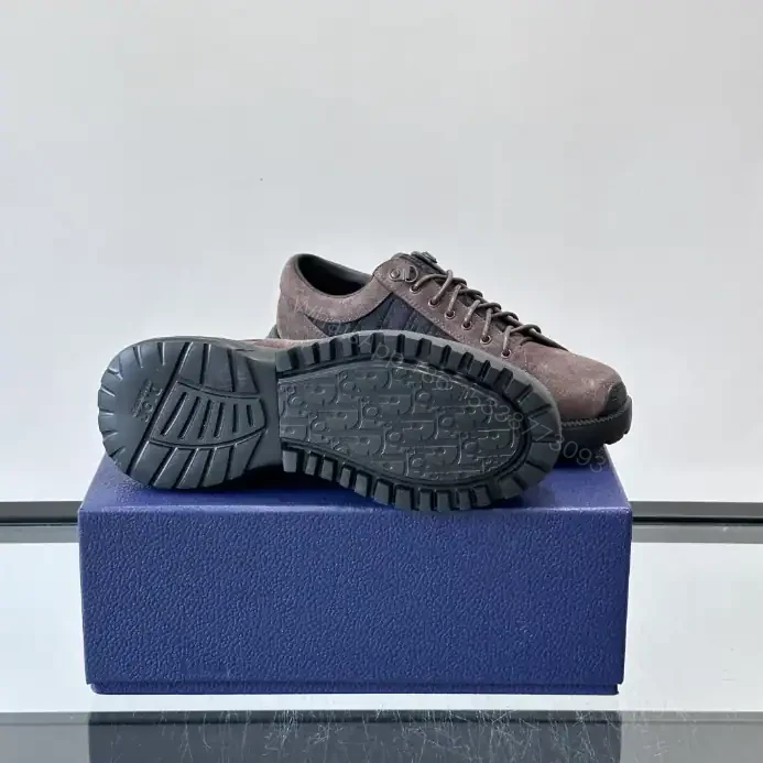 View 6 of DIOR COMBAT DERBY SHOES DEEP BROWN SUEDE AND BLACK OBLIQUE JACQUARD – CD198