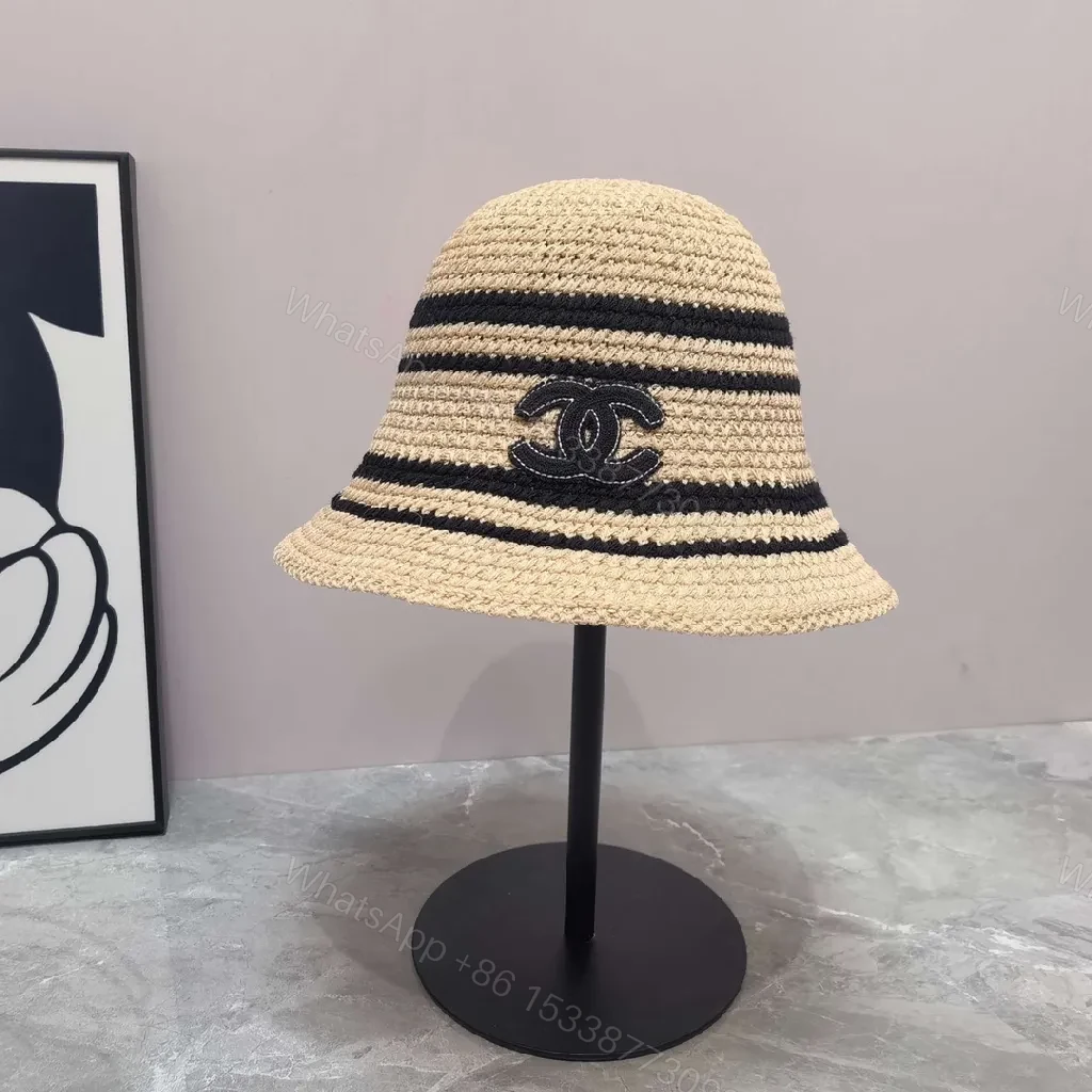 View 5 of Stripes Knit Bucket Hat: Luxe Logo-Embroidered Style
