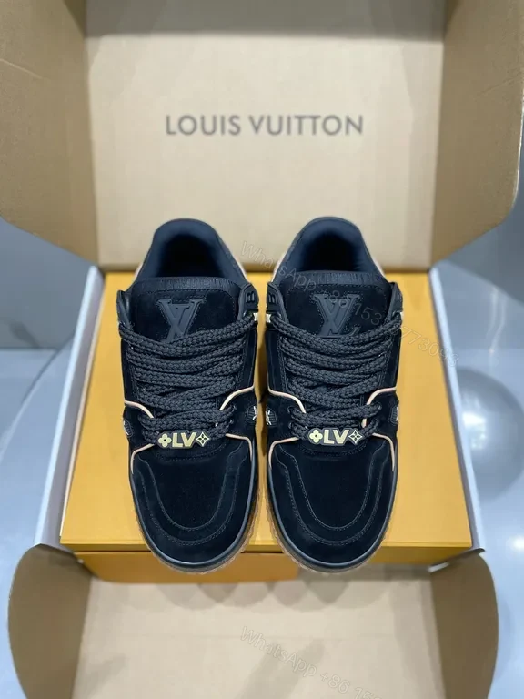 Black Leather High-Top Sneakers with LV Accents and All-Day Comfort — view 1
