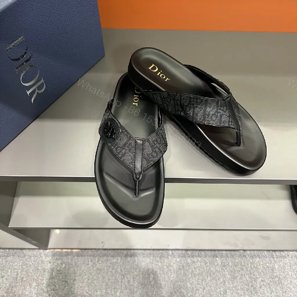 View 8 of Black Leather Sandals, Jacquard Straps, Minimalist, Cushioned Footbed, Sandals