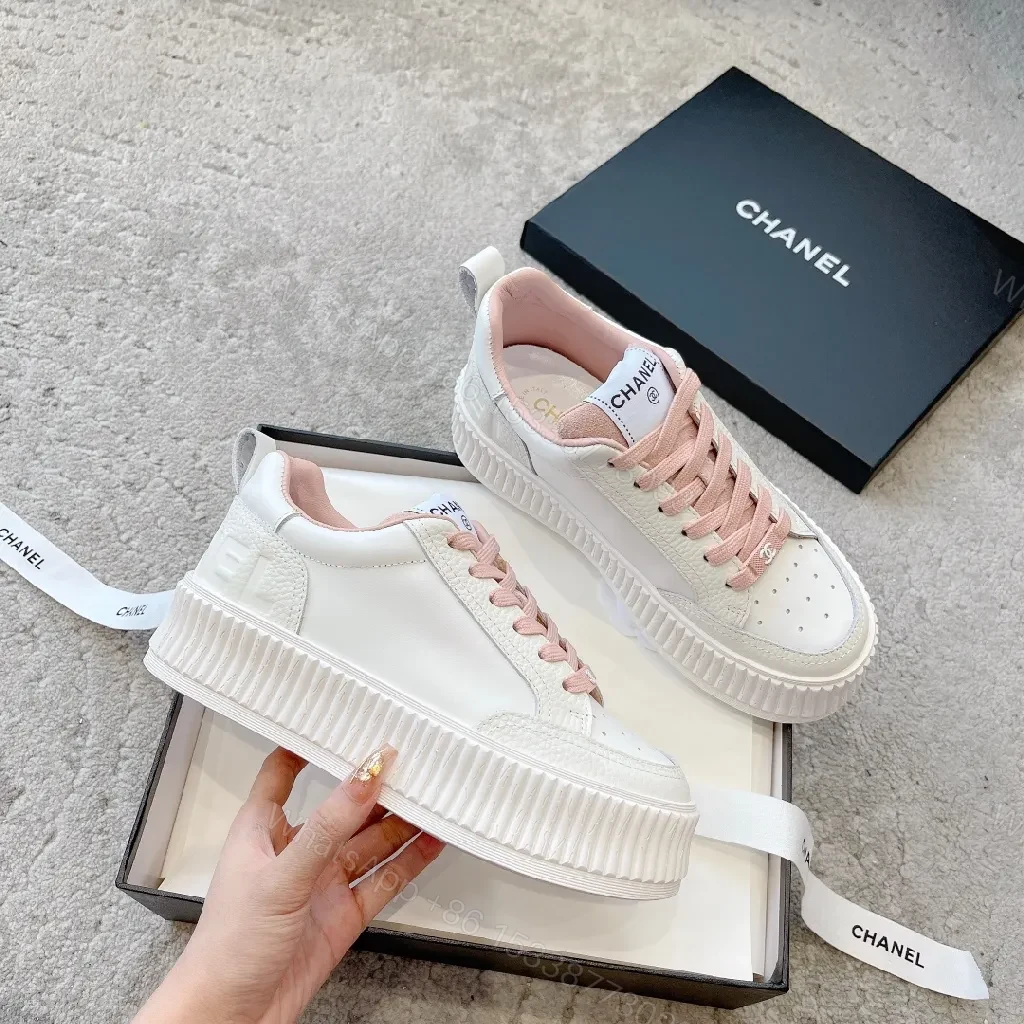 Rose-Tone Leather Platform Sneakers: Subtle Luxe, Everyday Comfort — view 1