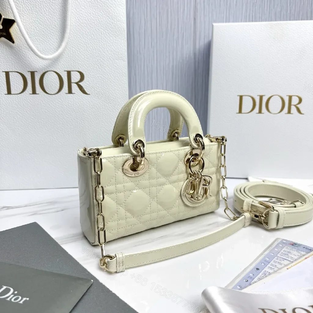 View 8 of Ivory Faux-Leather Mini Bag: Quilted, Gold-Accent Luxury