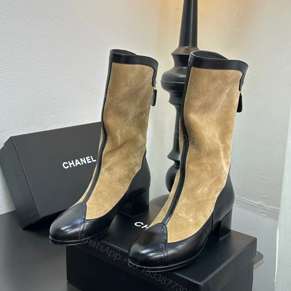 View 4 of CHANEL MÉTIERS DART HIGH BOOTS BEIGE AND BLACK G46591 B21103 U2030