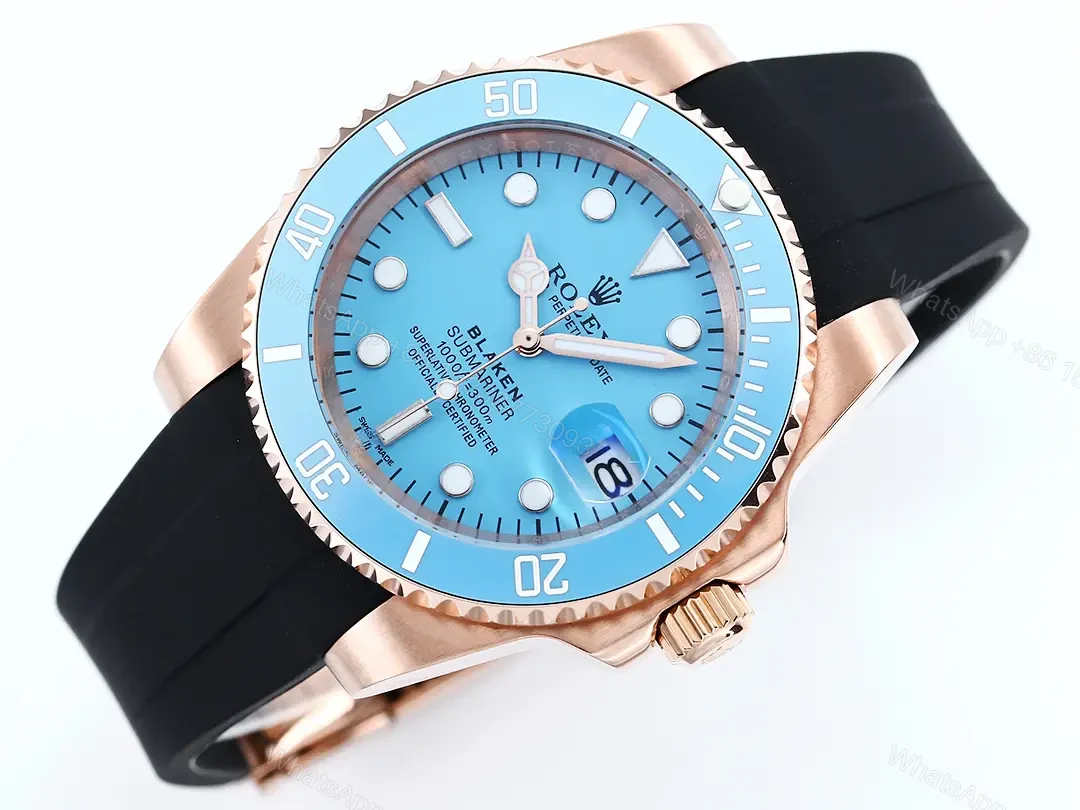 View 4 of Best Rolex Blaken Tiffany Rubber Strap replica 40MM Rose Gold Case Edition RG-BLAKEN-TIFFANY-RG-RUBBER-40