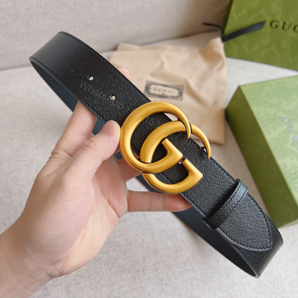 View 5 of Gucci GG Marmont Wide Belt Black Gold Logo 4Cm 406831 DJ20T 1000