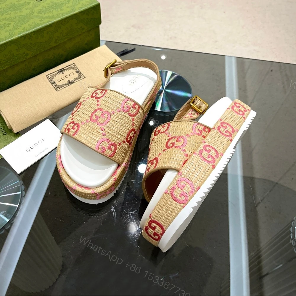 View 4 of Gucci GG Platform Sandals Beige Pink