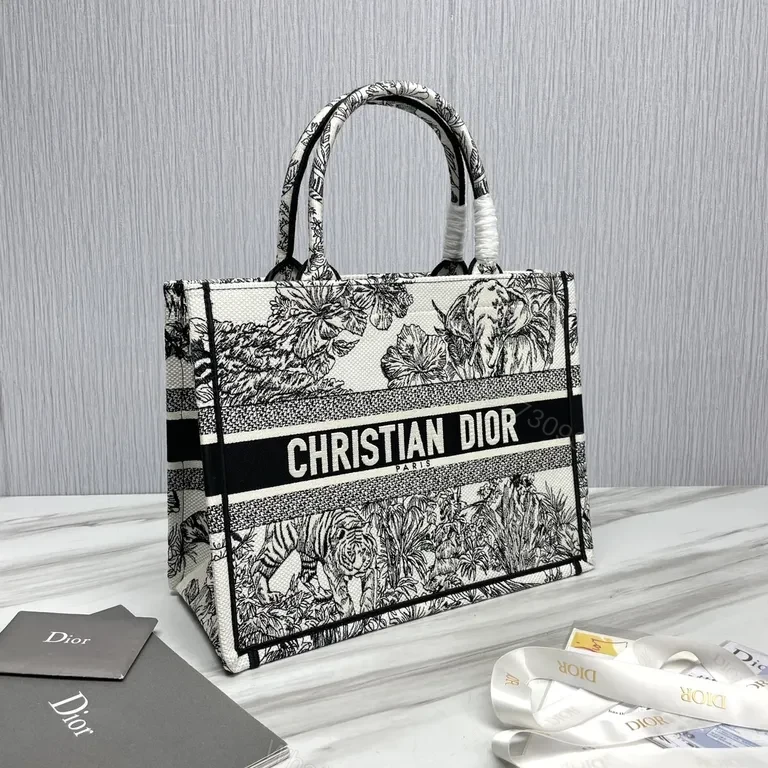 View 5 of Monochrome Floral Dior Tote: Bold Everyday Luxury Bag