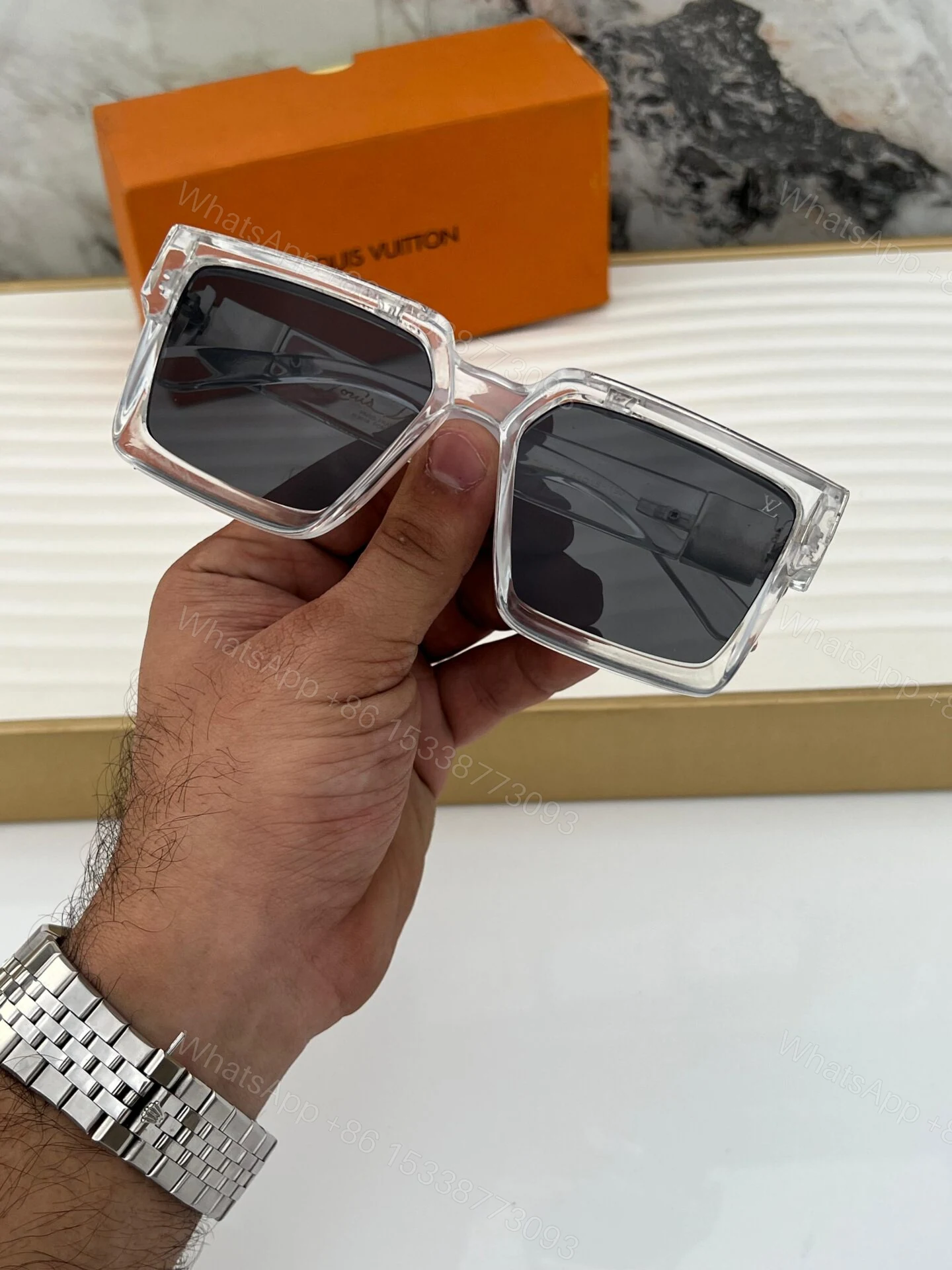 View 2 of Louis Vuitton Transparent Square Black Sunglasses