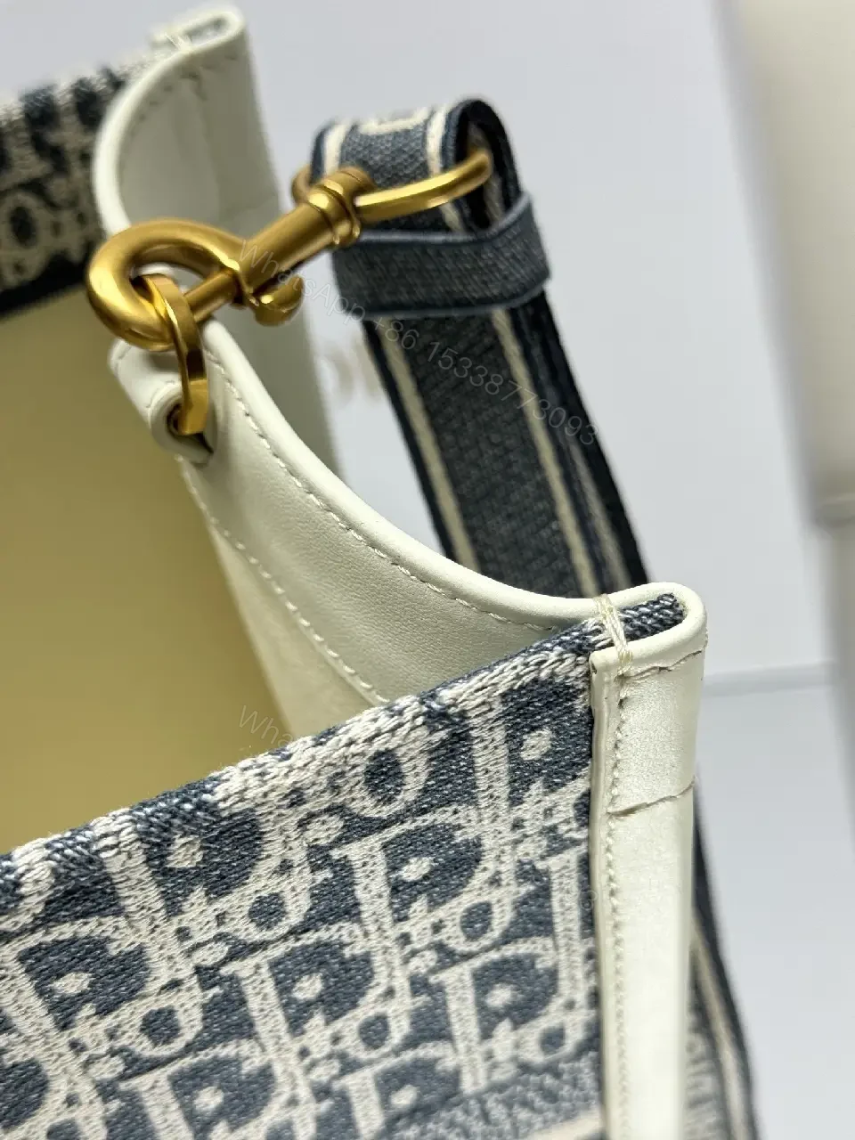 View 6 of Denim-Texture Tote: Luxe Everyday Carryall with Structured Style