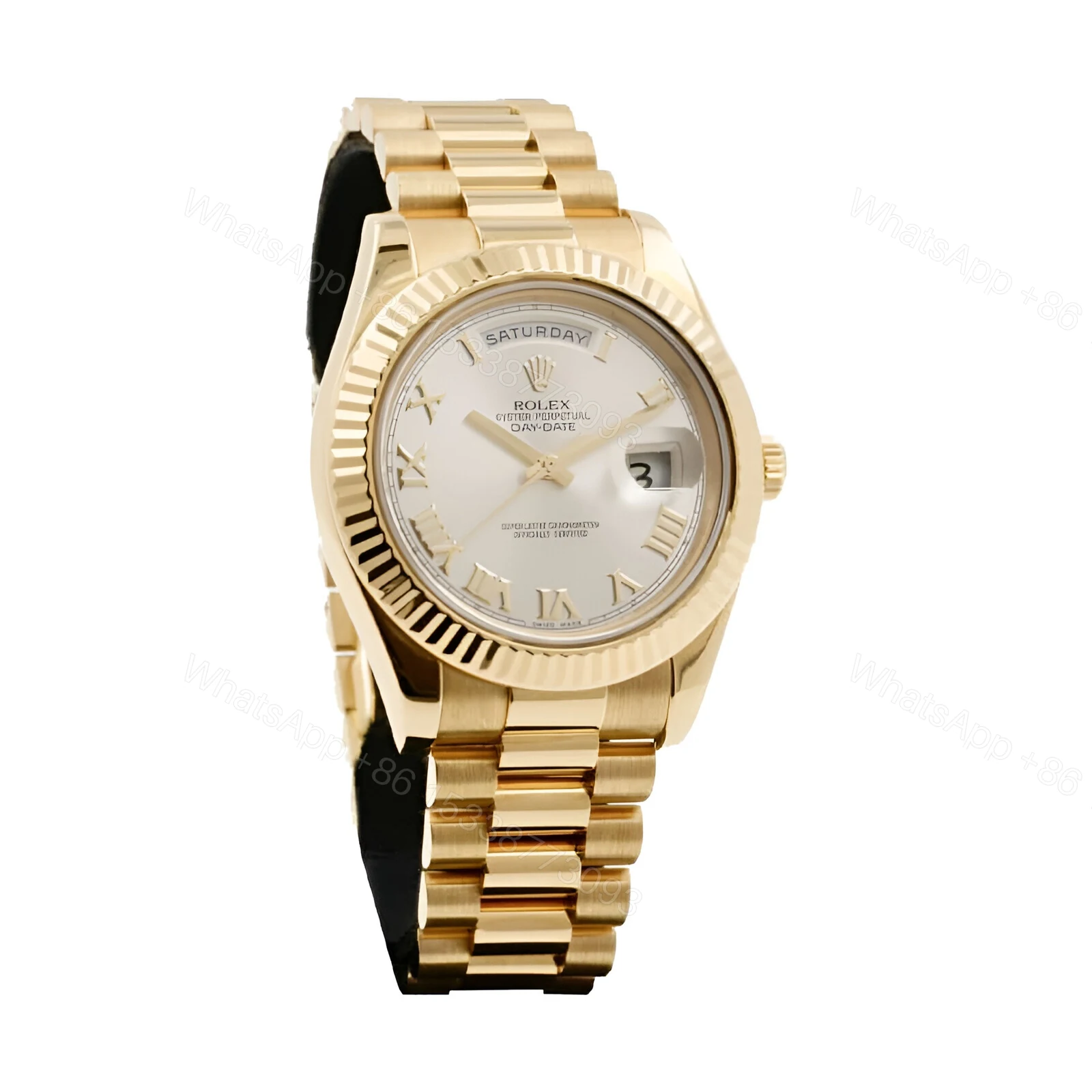 View 2 of Rolex Day-Date II Collection Gold Silver White Dial 218238 Replica