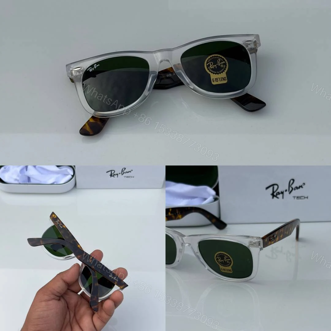 View 2 of First Copy Ray Ban 2140 Wayfarer Slant Transparent Green Men’s Sunglasses