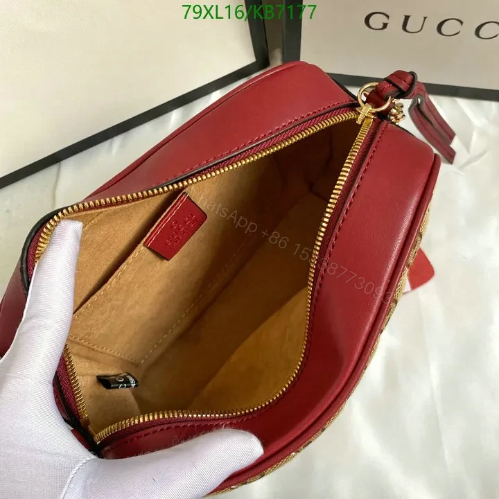 View 9 of Gucci Replica GG Marmont Small Beige Canvas Shoulder Bag with Leather Trim CXV319