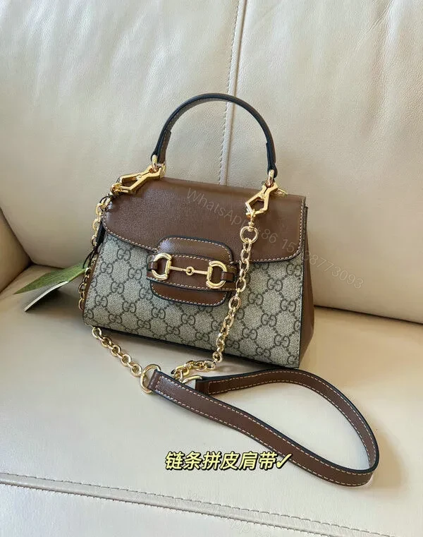 Classic Gucci Horsebit 1955 Small Brown Leather Bag ZN48KW — view 1