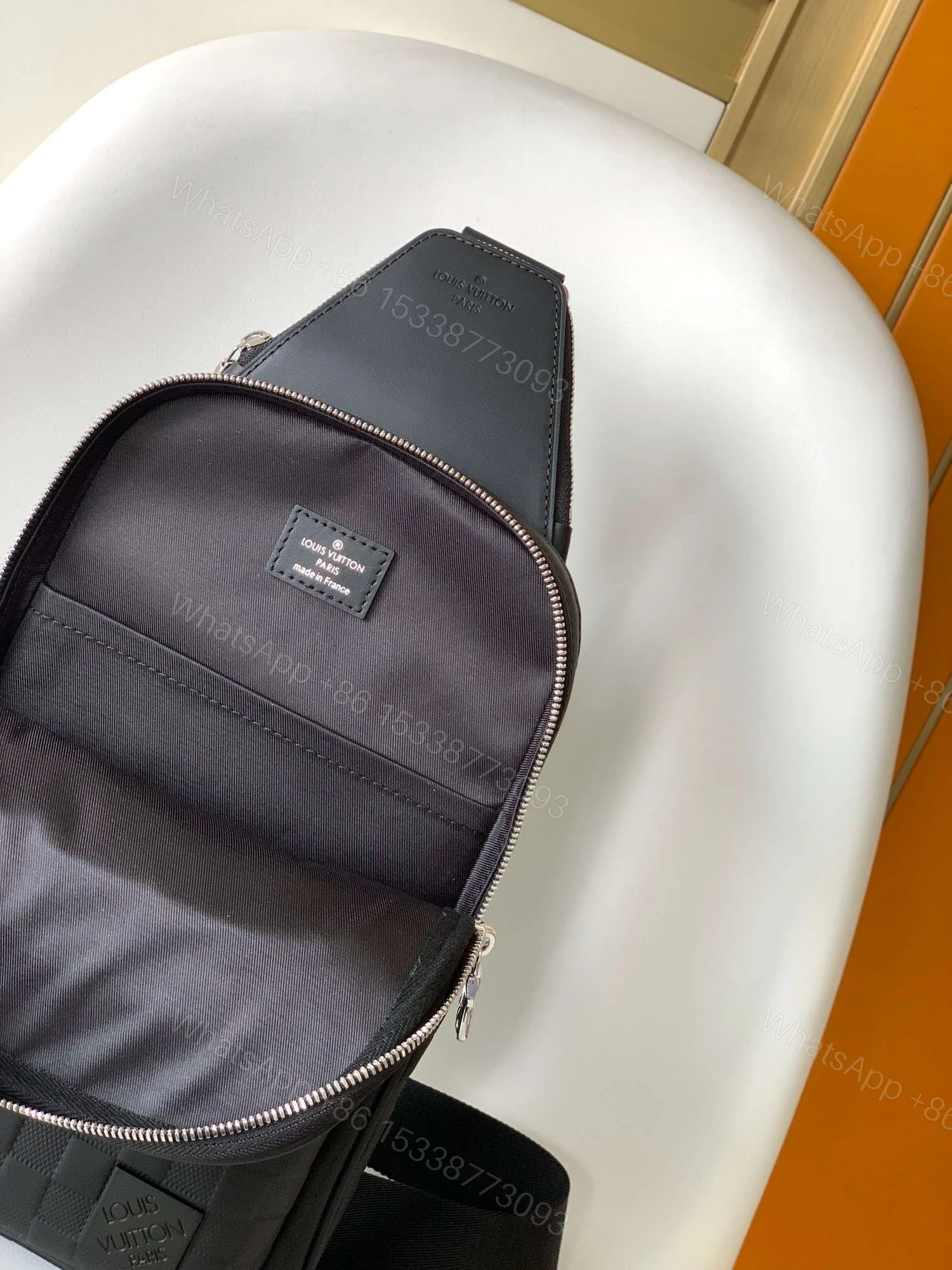 View 5 of Louis Vuitton LV Avenue Men’s Bag Like Auth Checkerboard Pattern Black 20x31x7cm