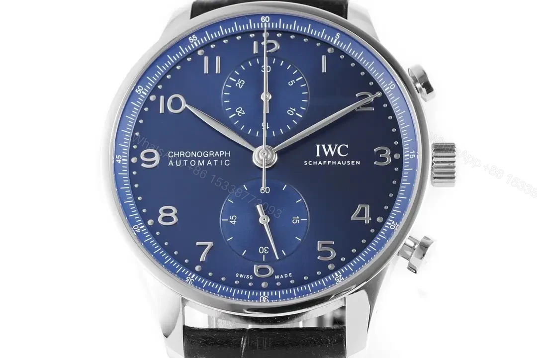 View 3 of IWC 150th Portugal Chronograph Blue Dial Black Leather Strap Ultimate 40MM IWC-PORT-150-CHR-BLU40