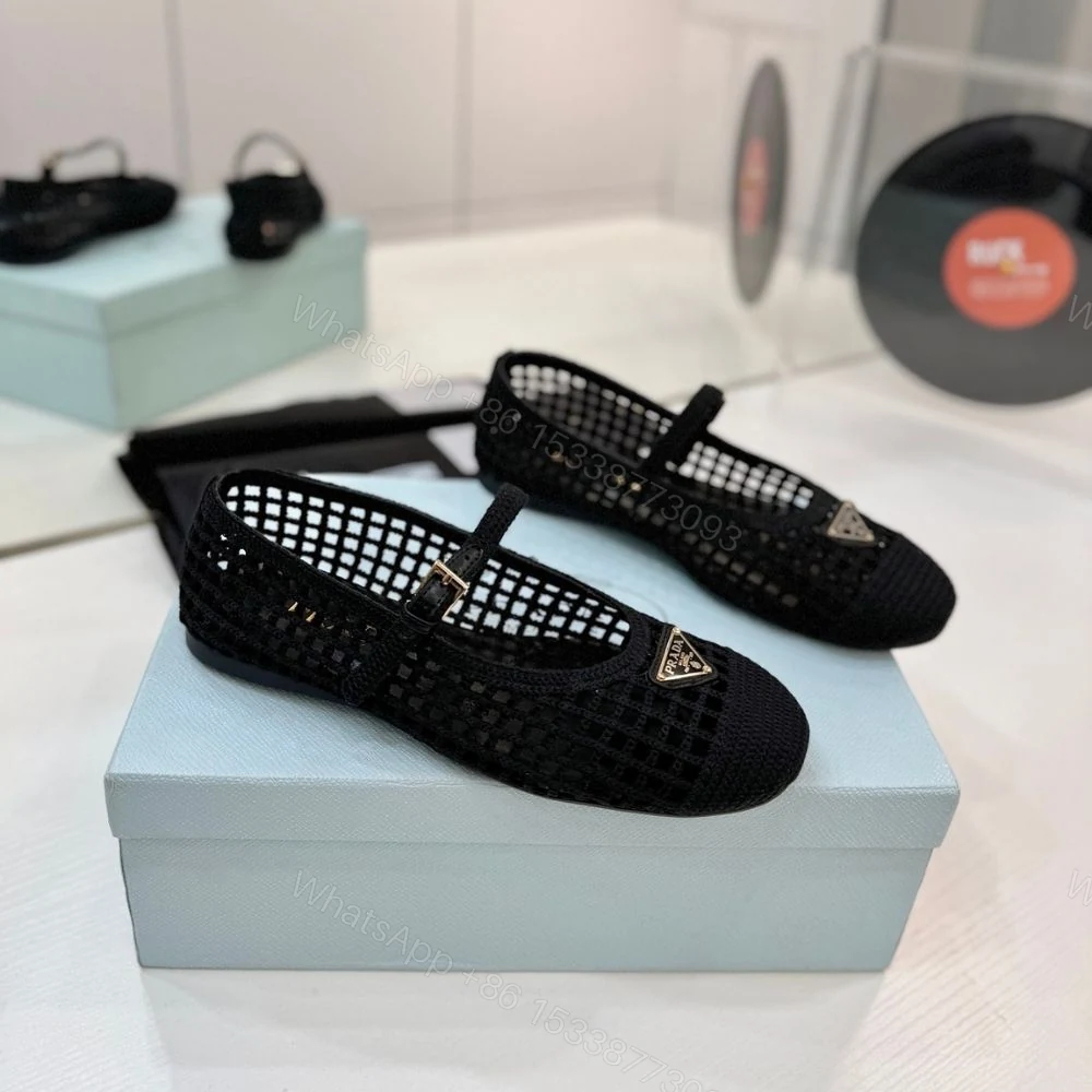View 2 of Prada Crochet Ballerinas Black