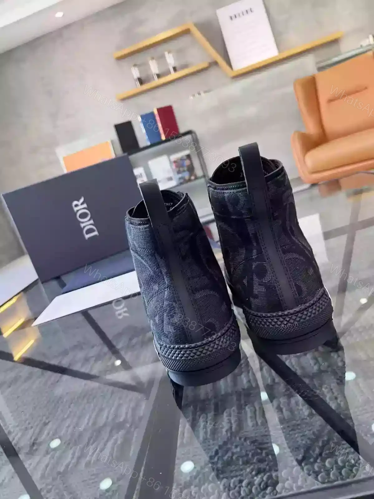 View 8 of B23 HIGH-TOP SNEAKER BLACK MAXI DIOR OBLIQUE JACQUARD – CD118
