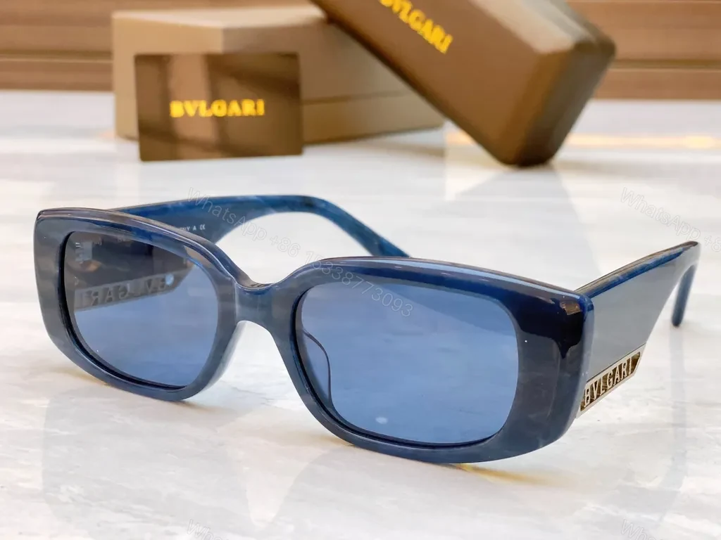 View 6 of Chic White Square Sunglasses: Bold Geometry, BVLGARI Logo