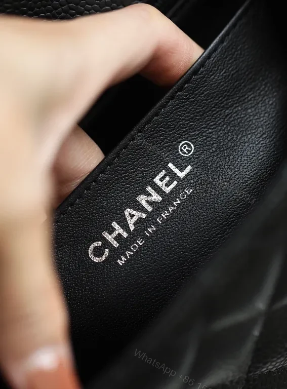 View 3 of Chanel-Style Quilted Black Calfskin Crossbody Bag