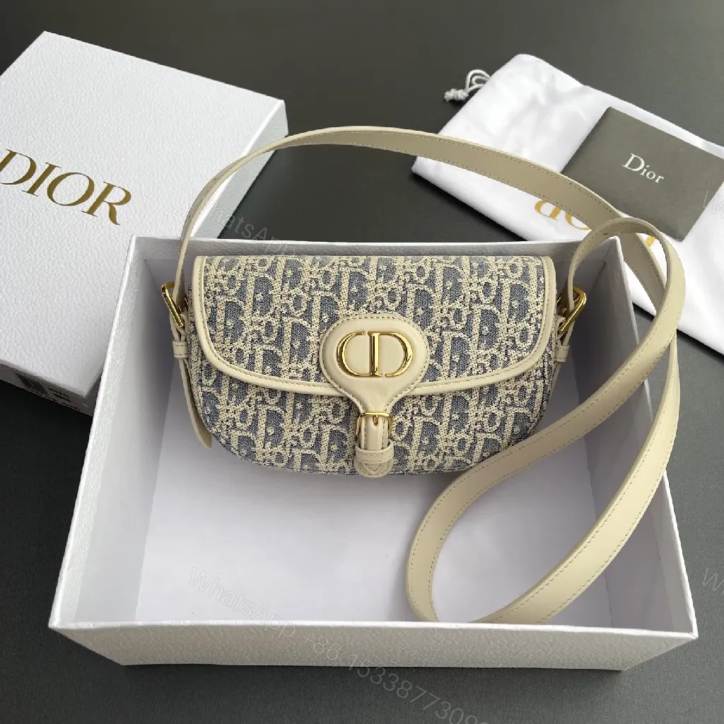 Cream Leather-Trim Monogram Crossbody with Gold Turn-Lock, Compact Style — view 1