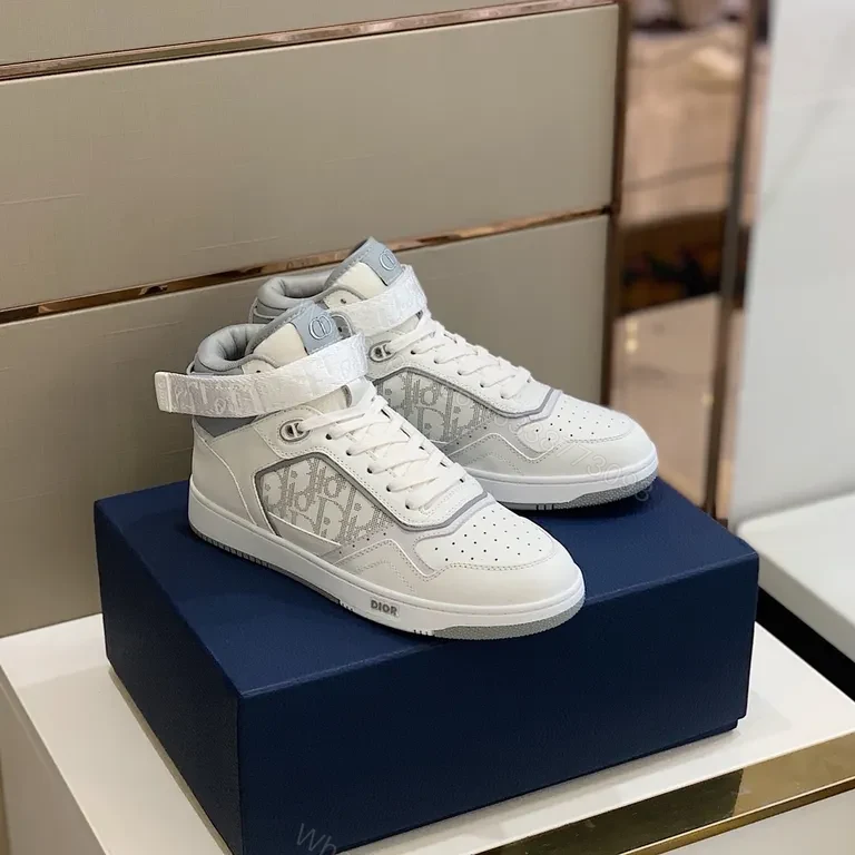 View 4 of White Dior-Infused High-Top Sneakers: Luxe Comfort