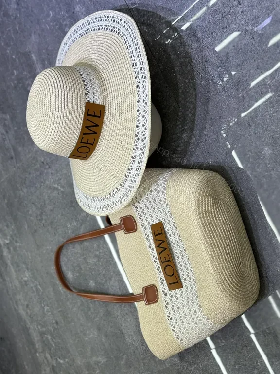View 6 of Loewe Straw-Texture Set: Coastal Luxury Tote & Hat Set