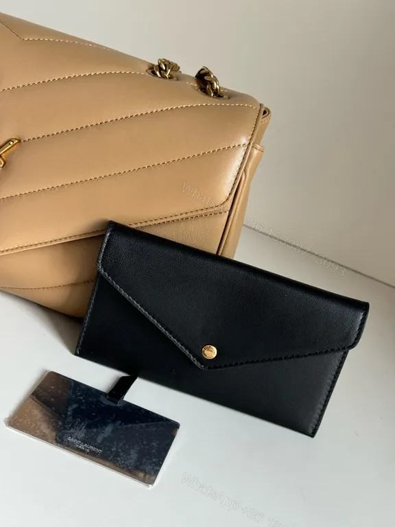 View 9 of Chic Quilted Leather Shoulder Bag with Gold YSL Hardware