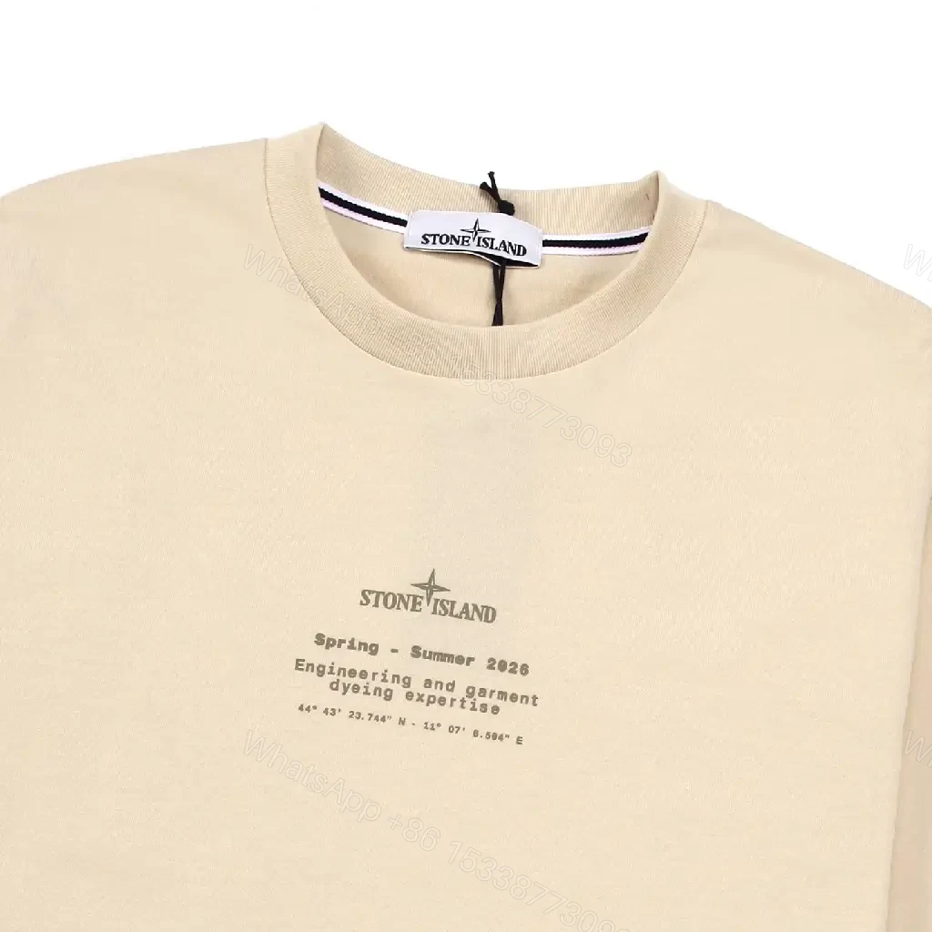 View 6 of Beige Stone-Tex Minimalist Tee: Subtle Luxury Top