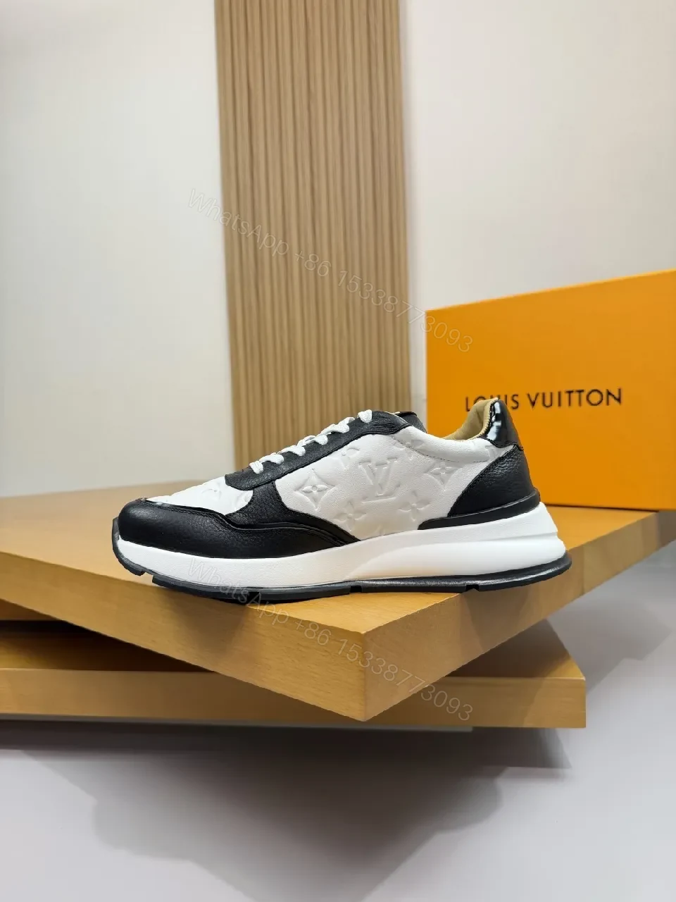 View 8 of Monogram Texture Sneakers: All‐Day Comfort, Black/White Style
