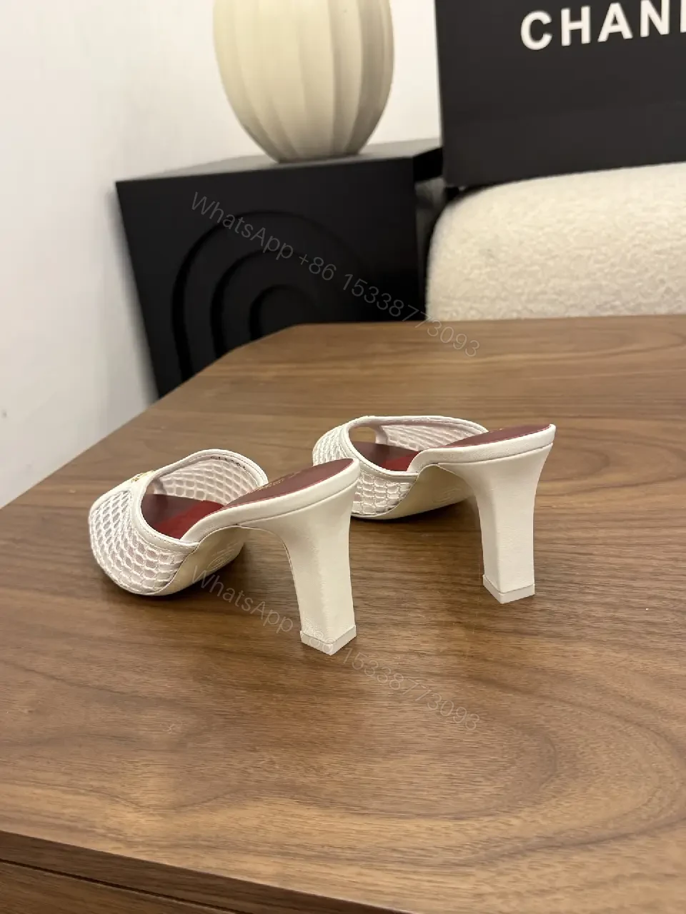 View 10 of White Mesh Clog-heel Slingbacks Key Feature: Chanel Brand Product Type: MULES