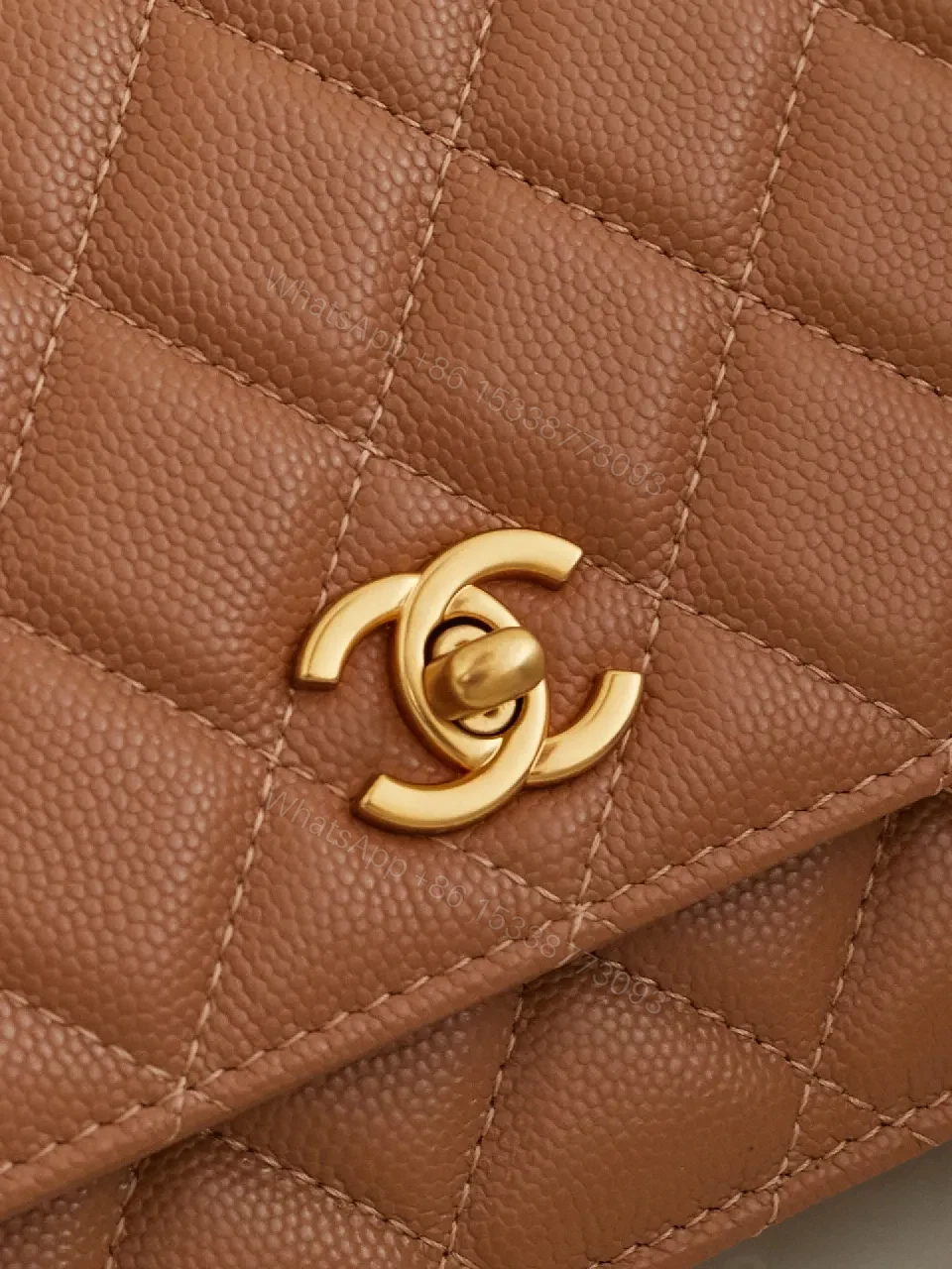 View 4 of Taupe Quilted Leather Shoulder Bag - Timeless, Luxe