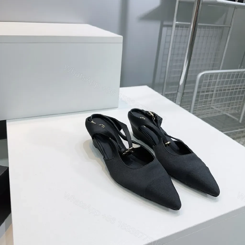 View 8 of Black Slingback Heels - Modern Edge, Pointed Toe, Low Block Heel