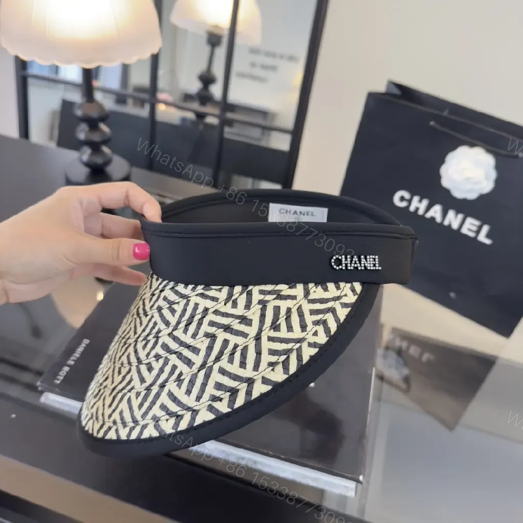 View 5 of Black Leather-like Open-back Sport Visor Chanel Logo Embellished Visor