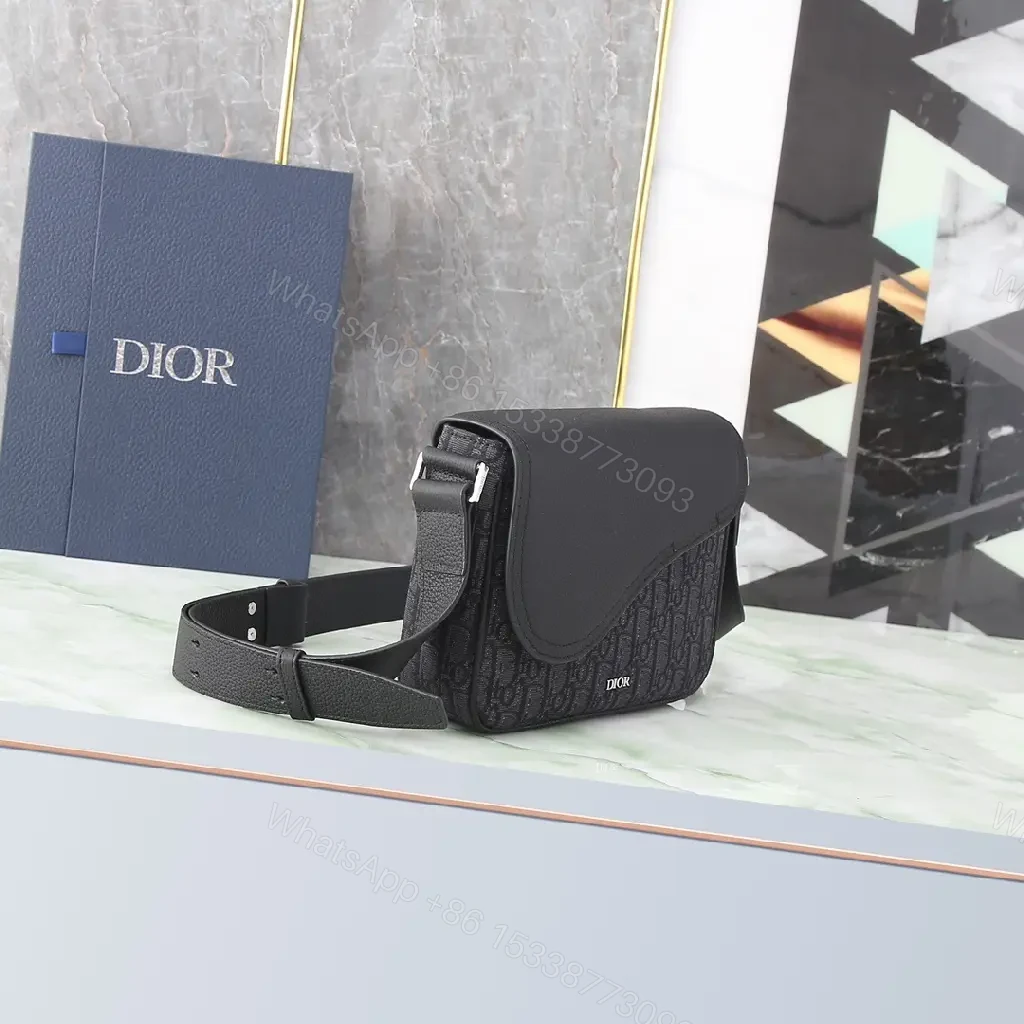 View 9 of Minimalist Crossbody: Monogram Leather, Black, Modern Chic, Durable Ease, Bag