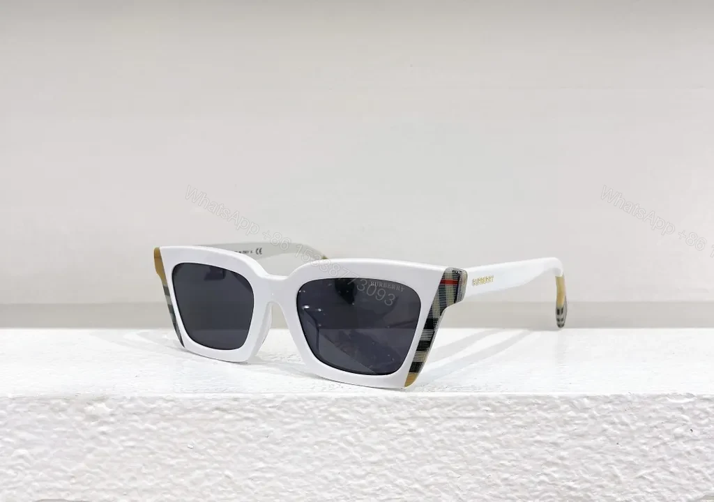 View 4 of Burberry-Inspired Square Sunglasses: Black Acetate, UV400