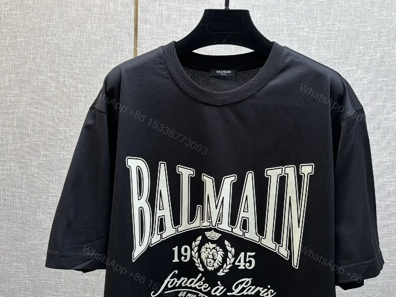 View 10 of Black Cotton Tee + Oversized Logo + Streetwear + Balmain-inspired Graphic + T-Shirt