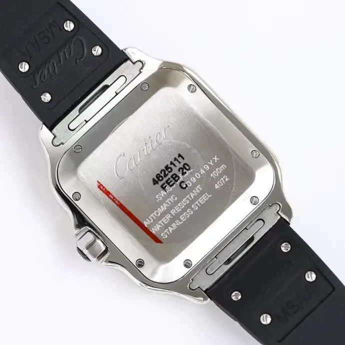 View 8 of Cartier super clone Santos Two-Tone White Dial Black Rubber Strap 40MM Premium WSSA0006