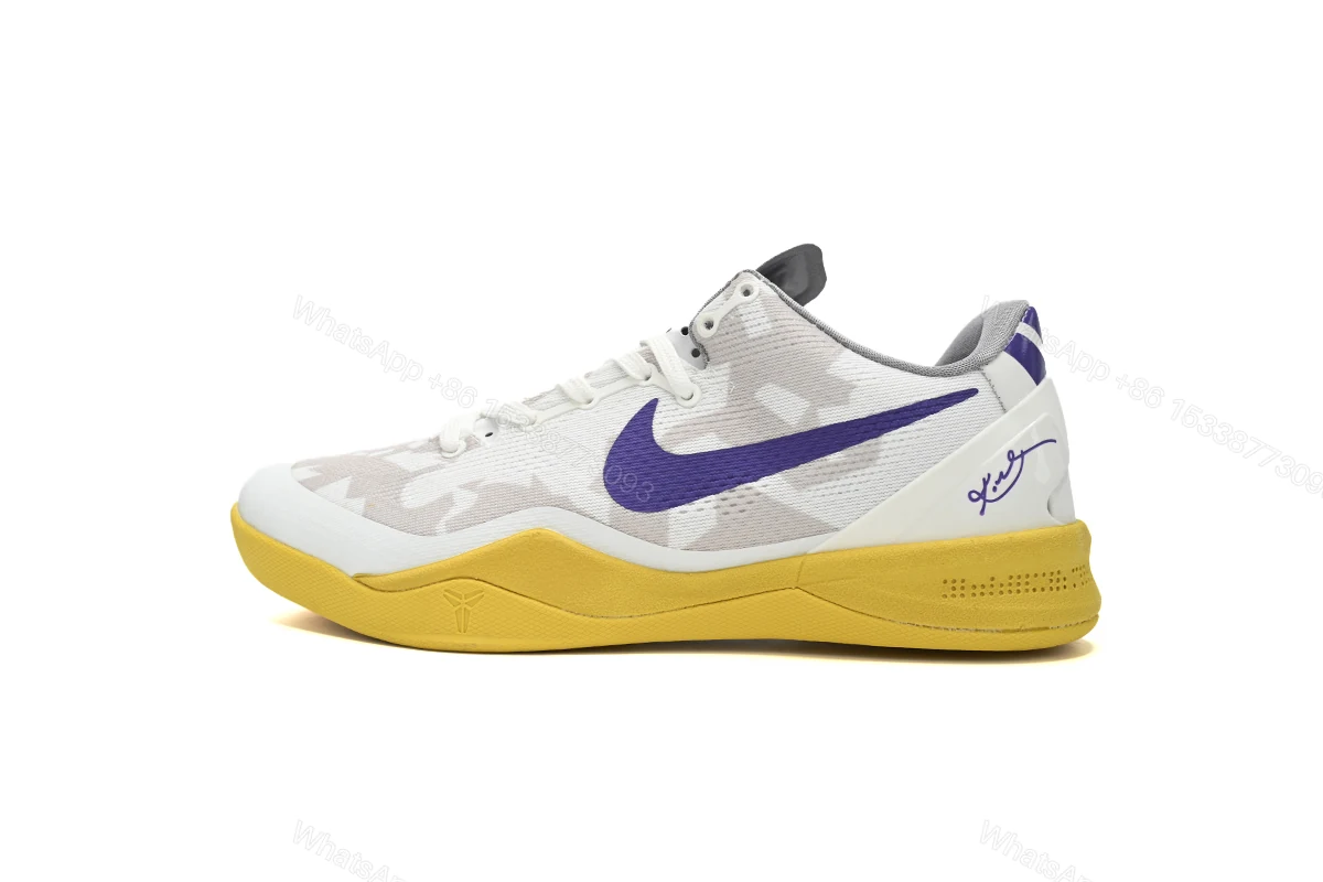View 9 of Nike Kobe 8 Low WhitePurple-Yellow 555035-101