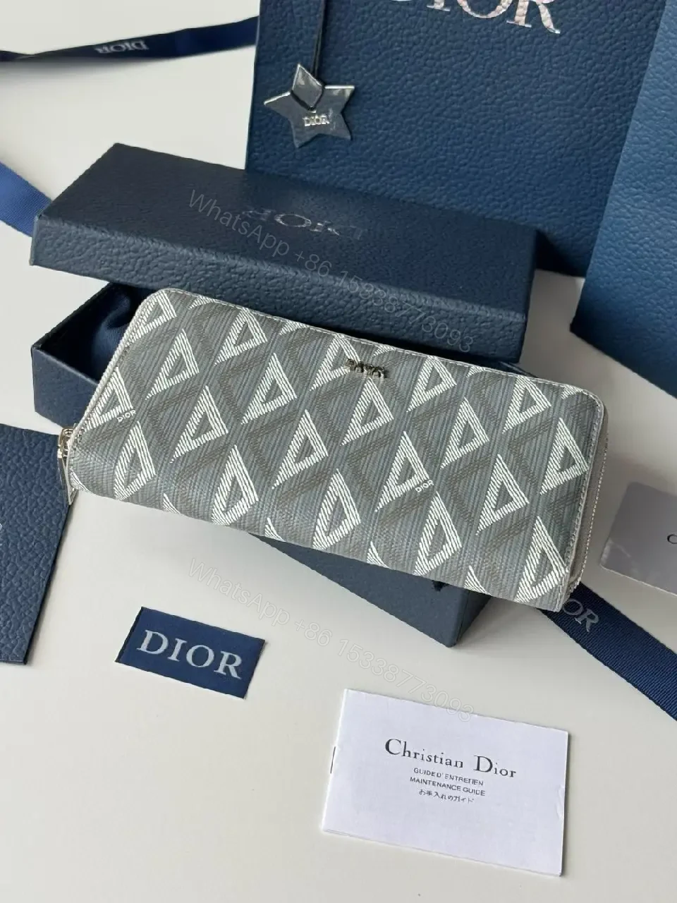 View 6 of Geometric Gray Wallet Case: Luxe Texture & Zippered Chic