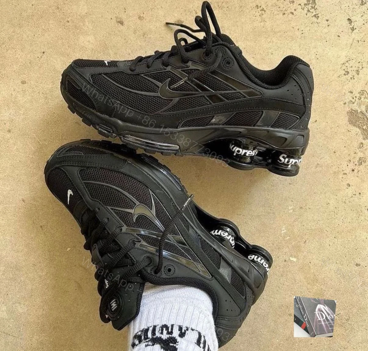 View 7 of FIRST COPY NIKE SHOX 2025 BLACK WHITE SUPREME