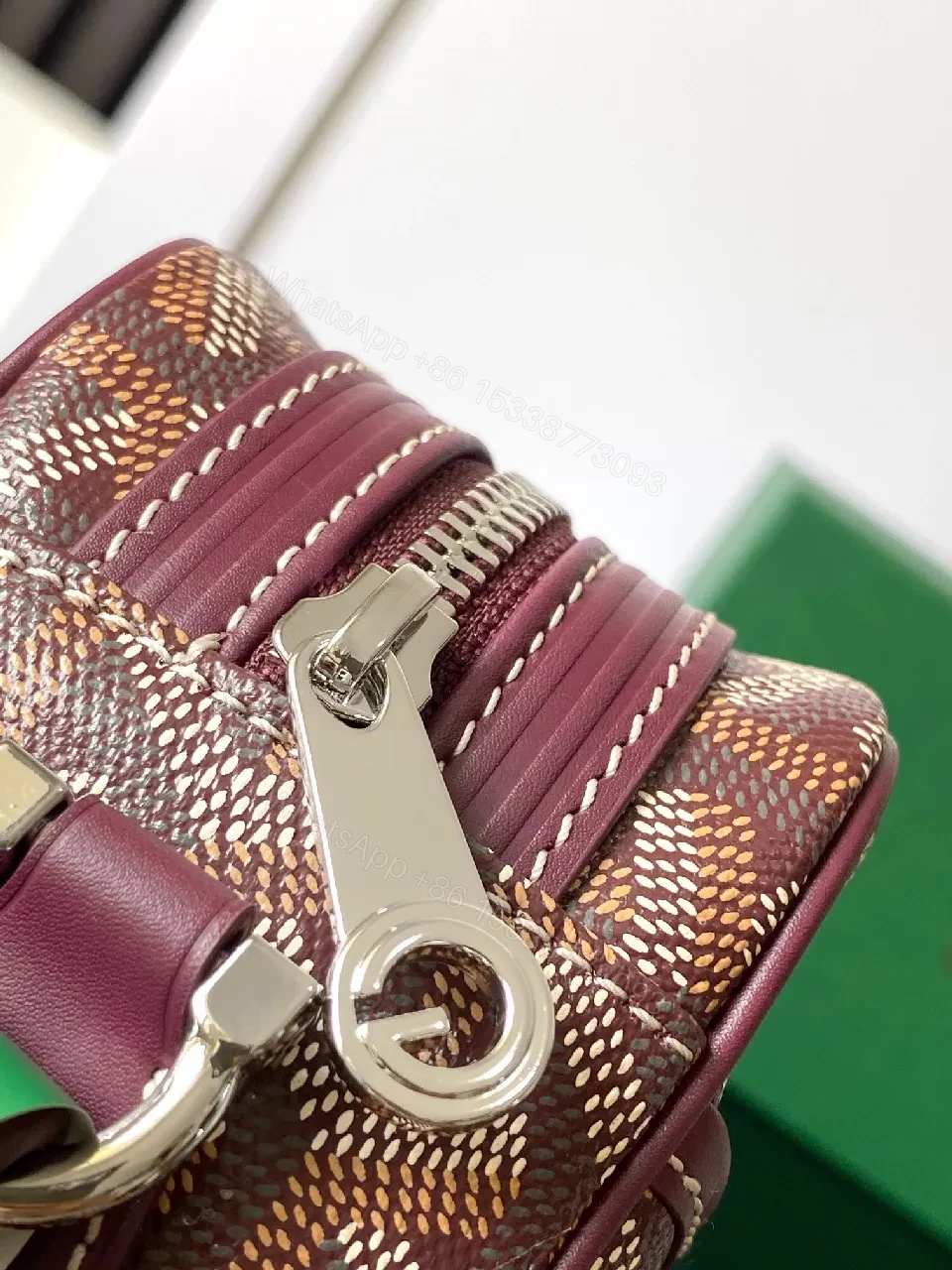 View 7 of Burgundy Monogram Crossbody: Structured, Luxe, Compact