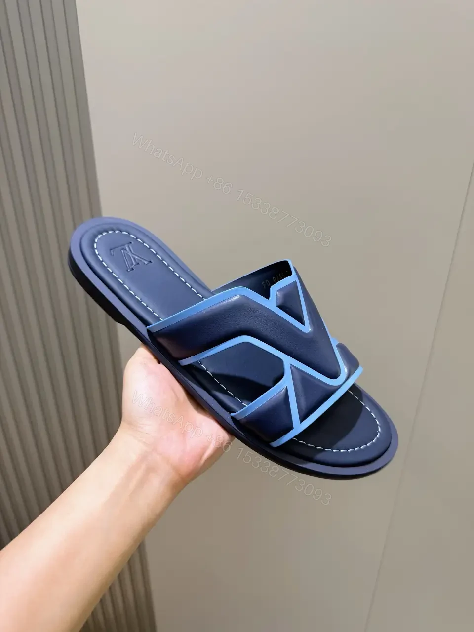 View 6 of Blue Textured Slip-Ons: Subtle Luxury Everyday Comfort