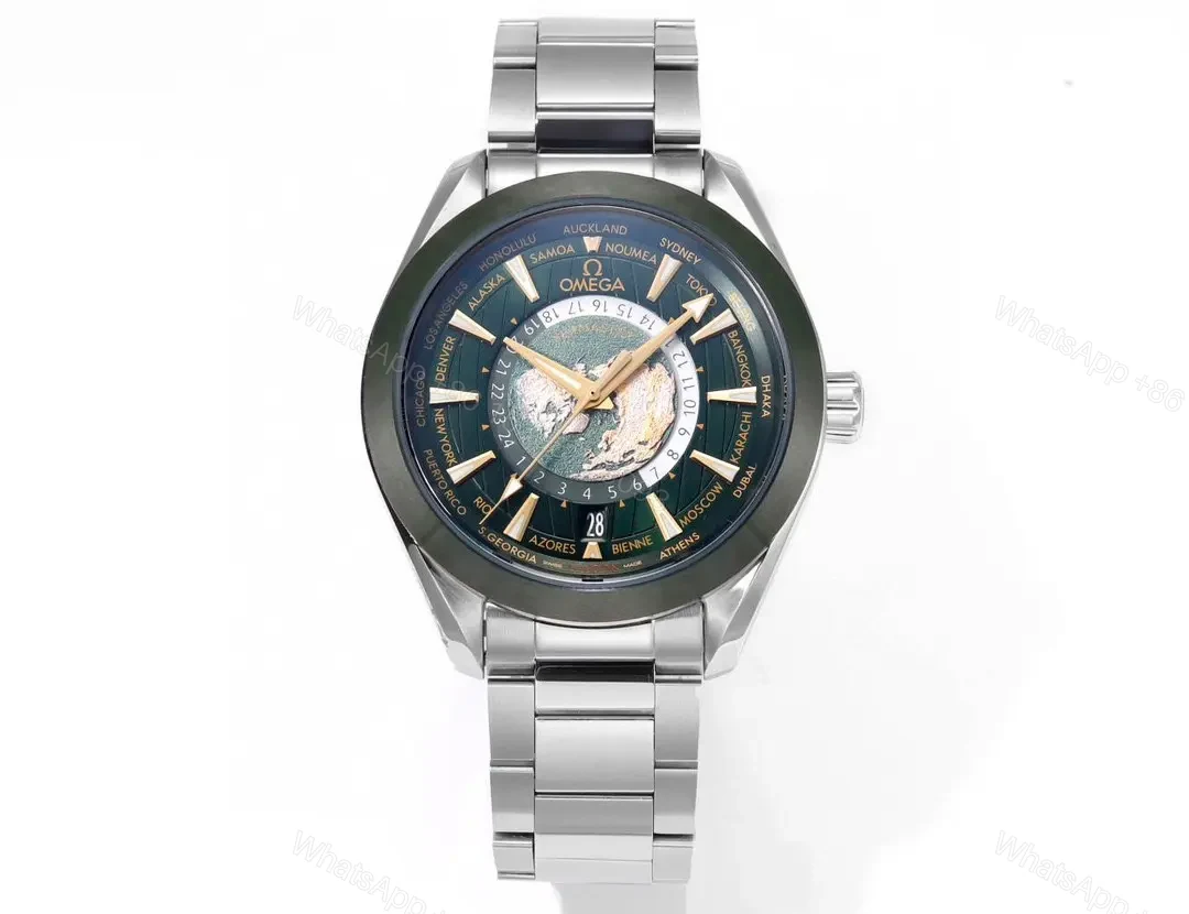 Omega Speedmaster World Time 220.10.43.22.03.001 Green Dial with Stainless Steel Bracelet — view 1