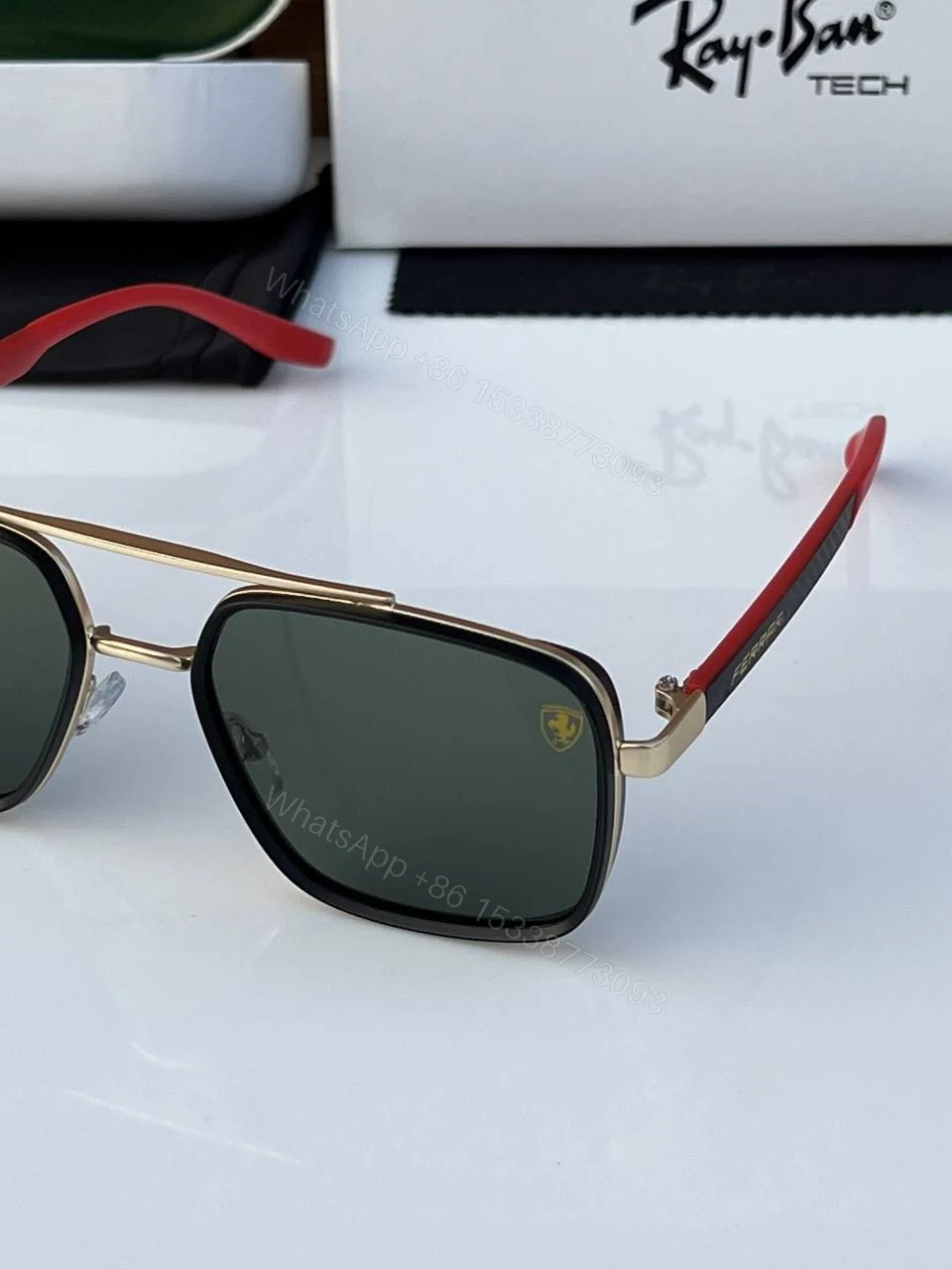 View 5 of First Copy RayBan 8830 Gold Green Sunglasses